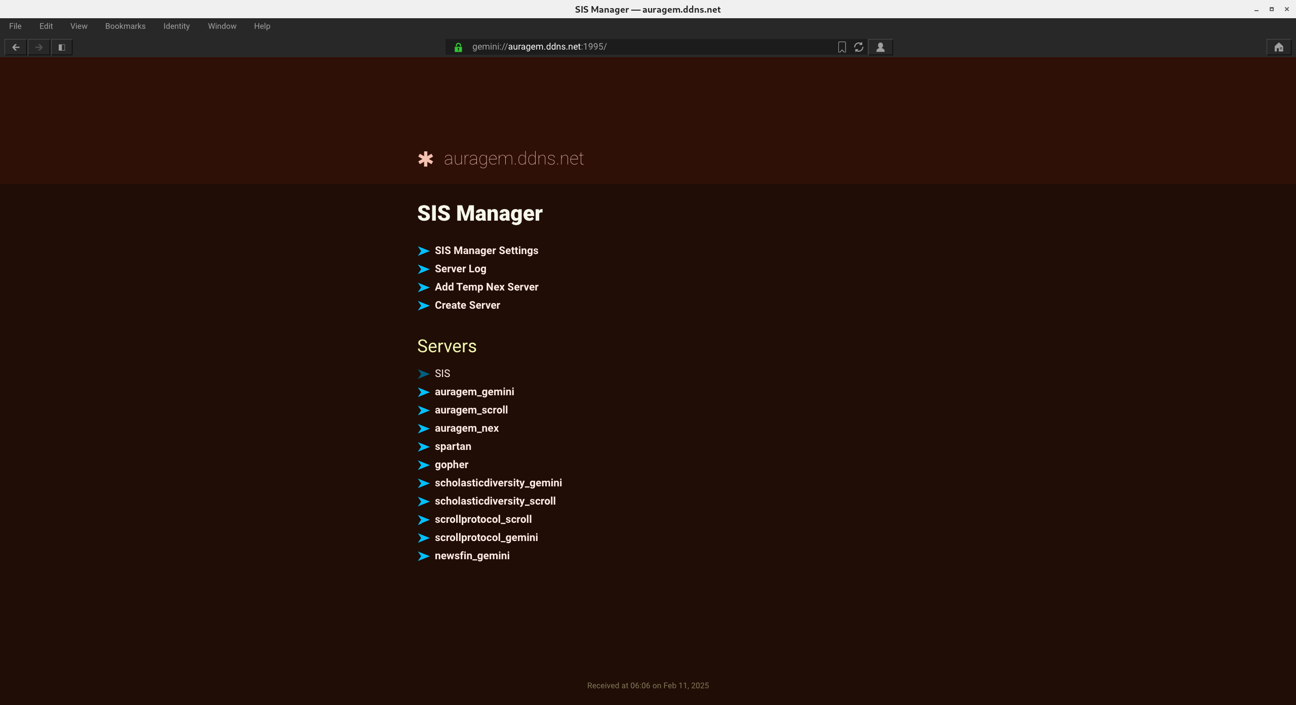 SIS Manager gemini interface
